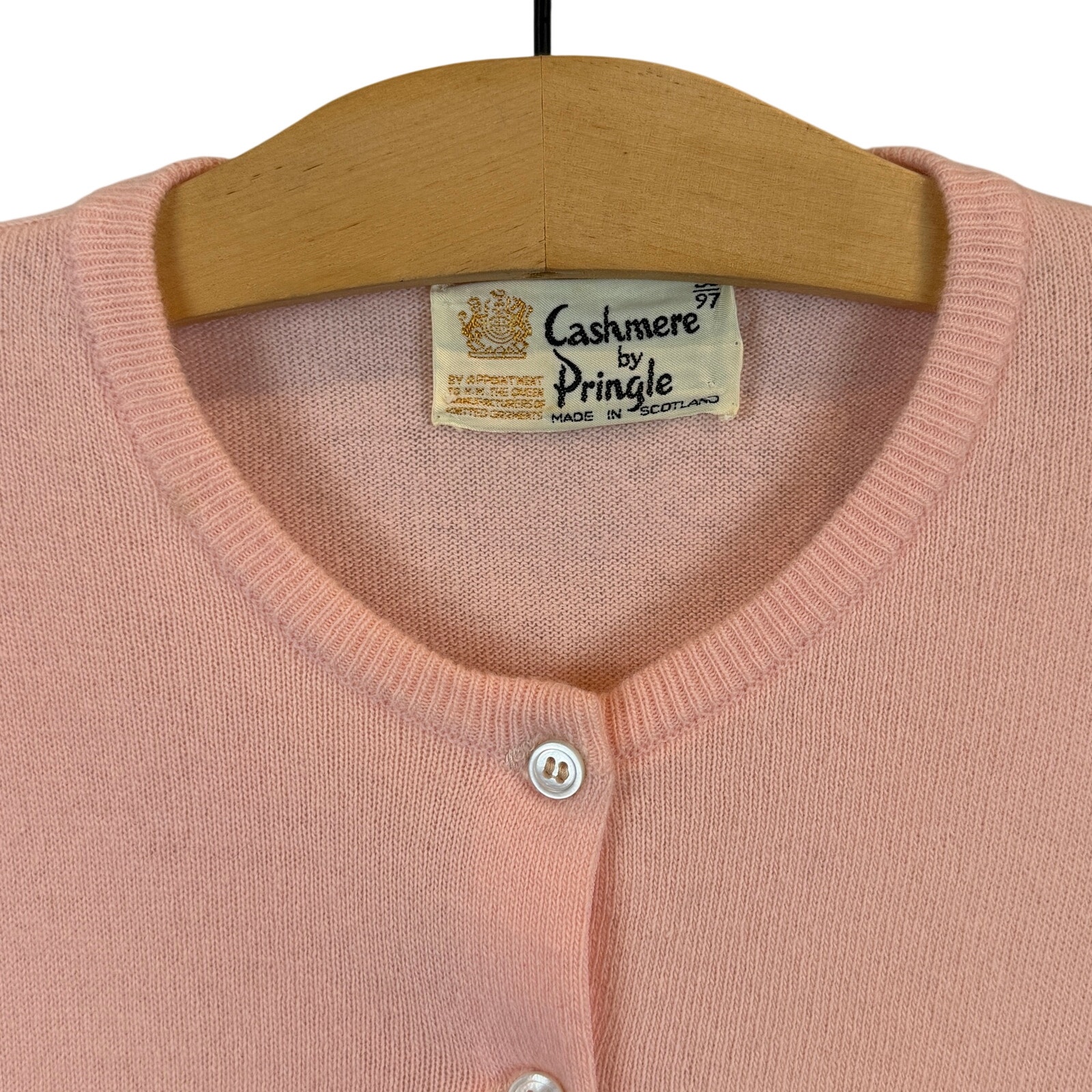 Vintage 100% Cashmere By Pringle Soft Pink Classic Cardigan Sweater Size 38 — image 2 of 4